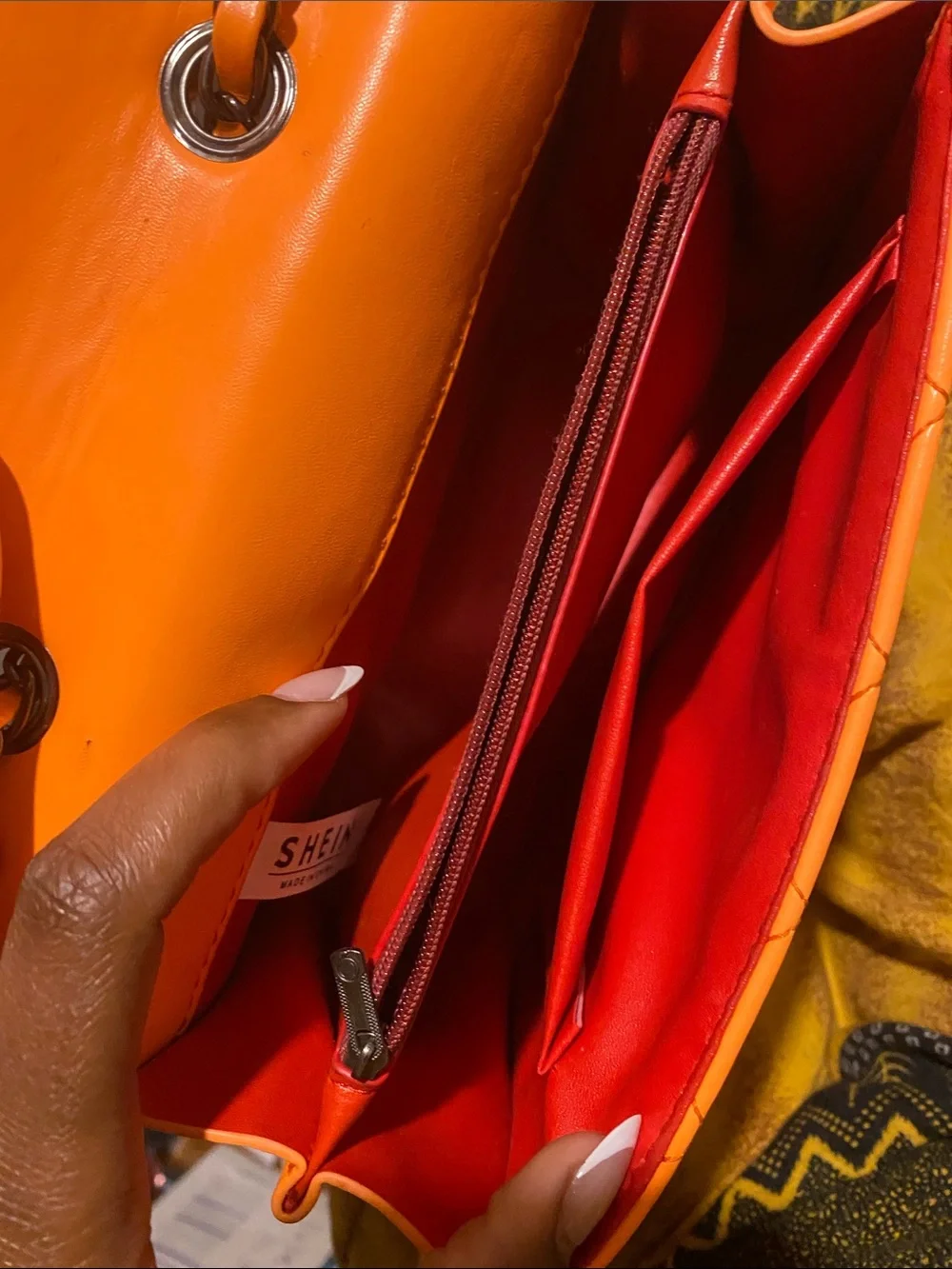 SHEIN Orange Quilted Crossbody with 'V' Tassel